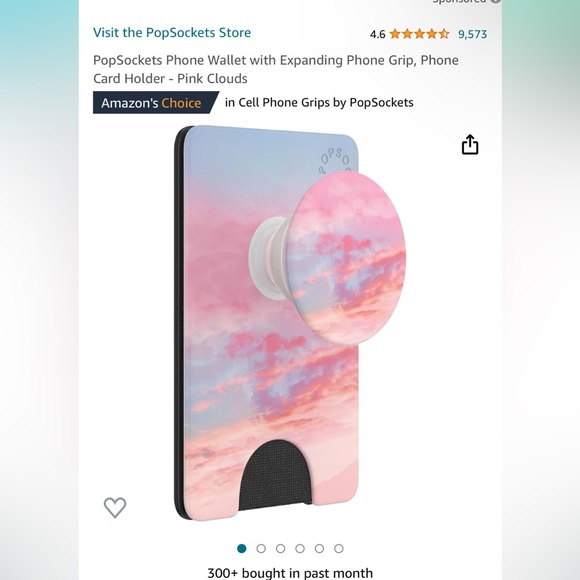 Pop Socket Wallet - Pink Clouds - Picture 1 of 3